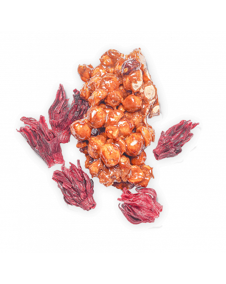 Hazelnut praline, hibiscus gelato