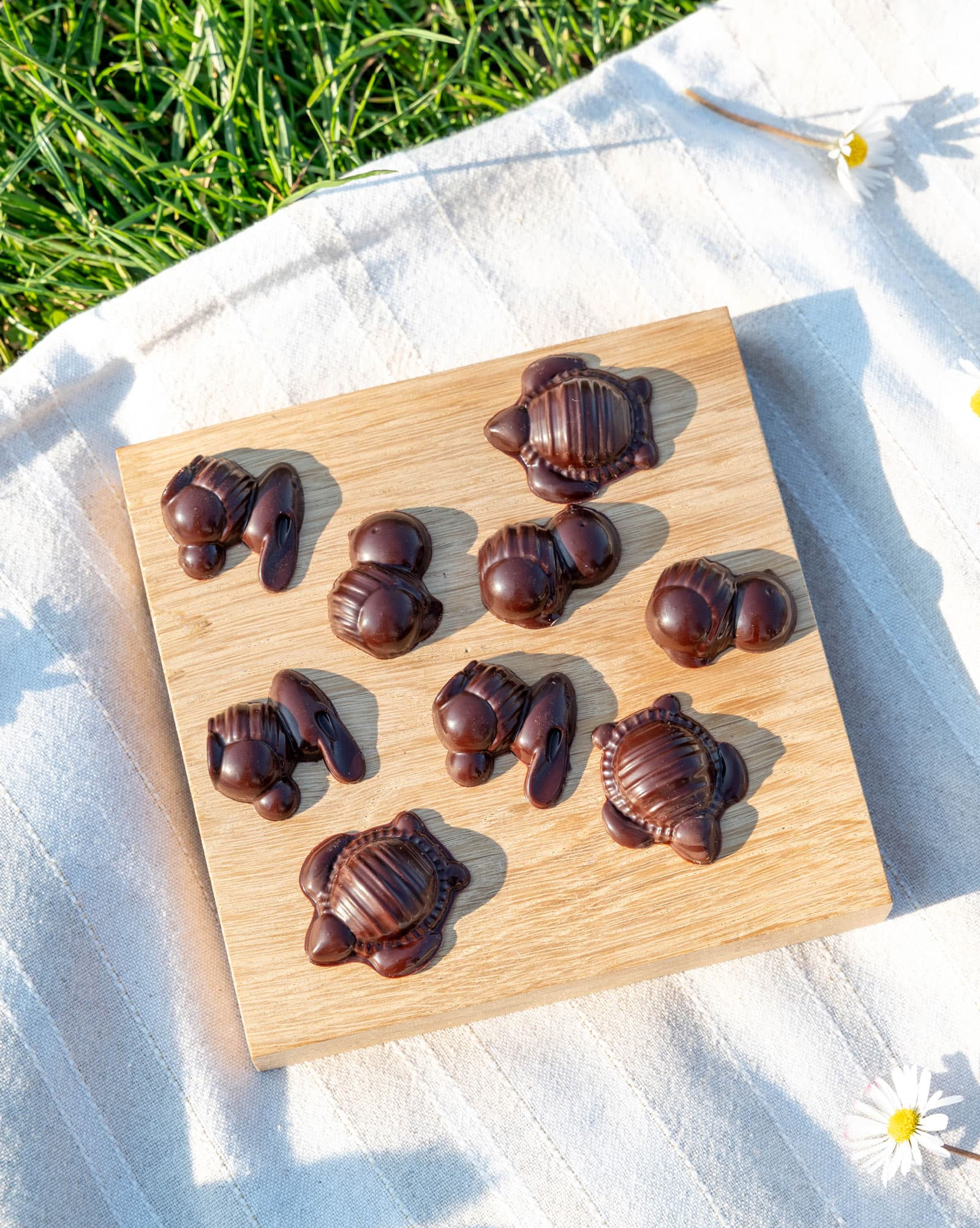 Osterpralinen aus Zartbitterschokolade