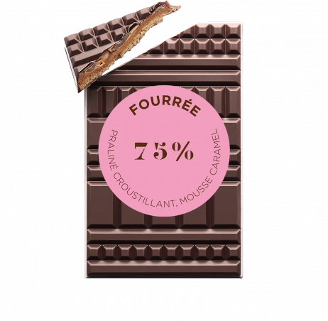 Crunchy praliné & caramel mousse - Filled Chocolate Bar - Dark