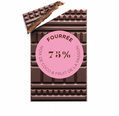 Coconut & passion fruit - Filled Chocolate Bar - Dark